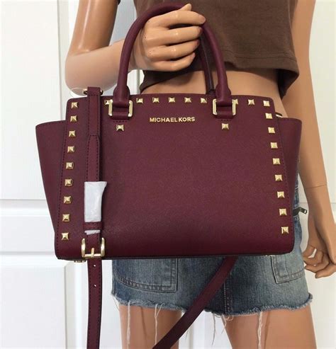 merlot michael kors purse|michael kors large satchel bag.